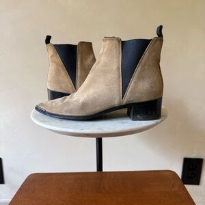 Acne Tan and Black Ankle Booties